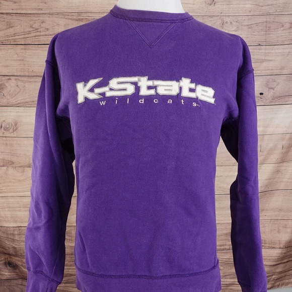 VINTAGE KANSAS STATE K-STATE WILDCATS EMBROIDERED CREW NECK SWEATSHIRT SZ L - Picture 3 of 9